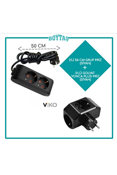 VİKO 50 CM / 2'Lİ SİYAH GRUP PRİZ + SİYAH YONCA PLUS GOLYAT PAKET / ÖZNUR KAB...