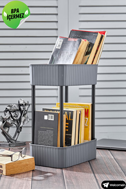 welcomein Easy 2 Katlı Çok Amaçlı Raf Kitaplık Organizer Düzenleyici (tekerle...