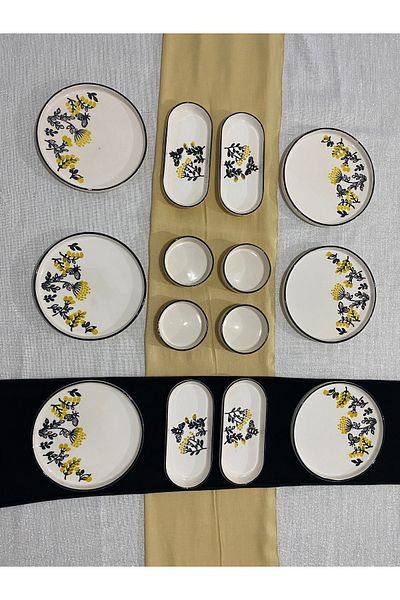 MTD SERAMİK Luxury Round Breakfast Set 14 Items for 6