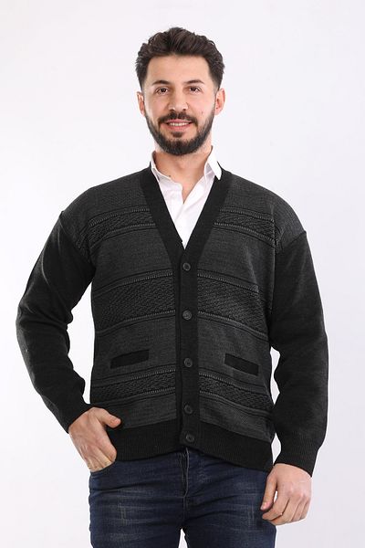 HEDEFNUR TEKSTİL Men's Dad Cardigan - Knitwear Knitted, Acrylic Pocket, Buttoned
