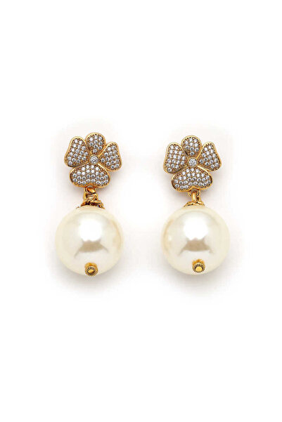 Mon Reve Bette İnci Yonca Zirkon  İğneli Küpe