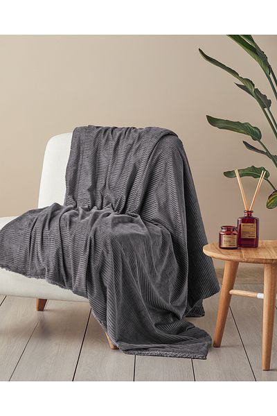 English Home Grey Corduroy Sherpa Velvet - 120X160 cm Tv Blanket