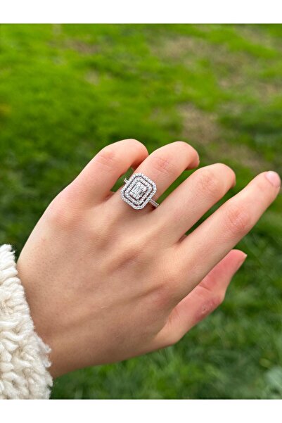 Genel Markalar Gümüş Yüzük Pırlanta Montür Baget Taşlı 925 Ayar Gümüş Yüzük