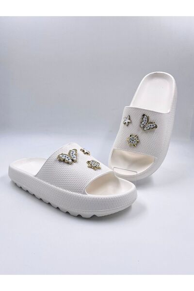 Babetty Papuci de plajă, ușoare, confortabile, pentru piscină, cu piatră de fluture