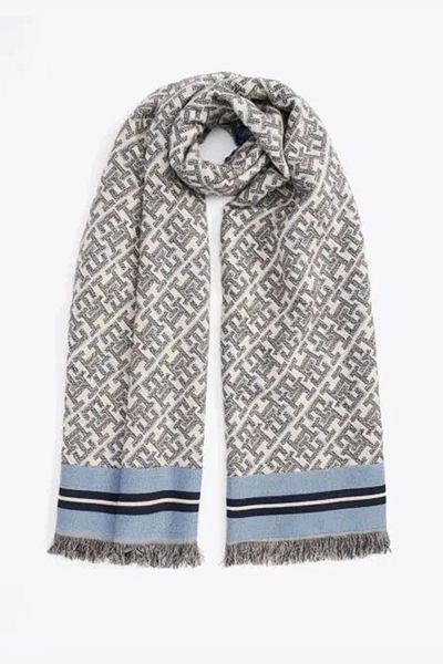 Tommy Hilfiger Women's Monoplay Jacquard Blue Shawl