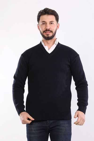 HEDEFNUR TEKSTİL Мъжки плетен пуловер с V-образно деколте за татко, обикновен акрилен пуловер за татко от средновековието