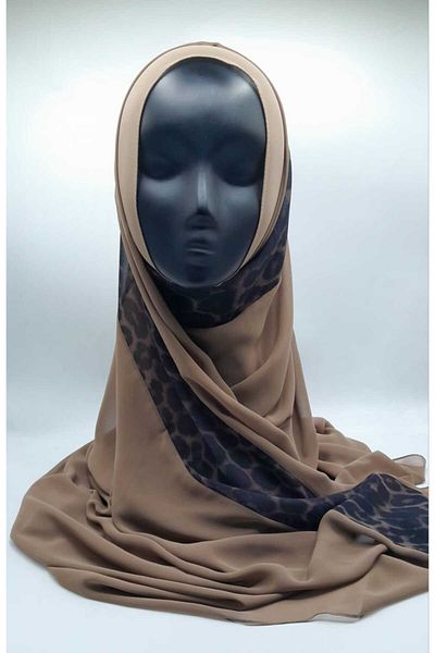 Differenza Dark Mink Leopard Print Chiffon Shawl