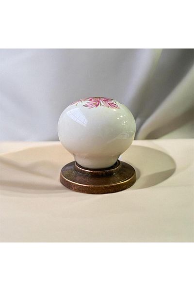 Porcellana Perla Porcelain Cover Handle Cabinet Handle Drawer Kulb Furniture Kitchen Bathroom Handle Ruby Button-Copper-Stk3343