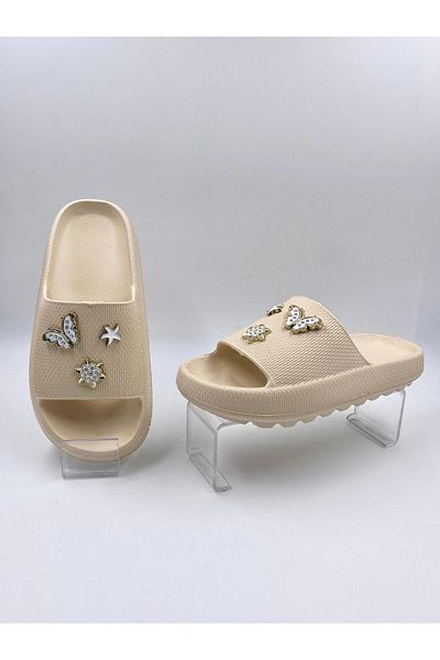 Babetty Stylish Lightweight Comfortable Beach Sea Pool Slippers with Butterfly Stones