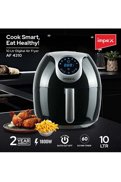 İMPEX IMPEX 10L Digital Air Fryer , LED Touch Panel, Hot Air Tech, 7 Menus, 80-200°C, 1800W - AF 4310