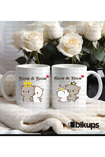 bikups زوجتي أيضًا زوجتي زوجي أيضًا كوب مطبوع مكون من قطعتين