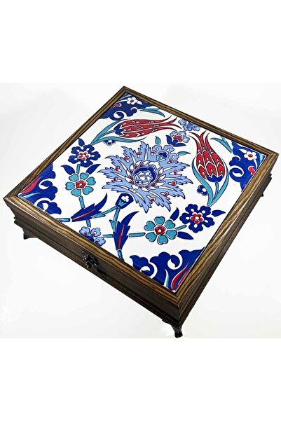 Çini Evi Lotus and Tulip Wooden Material Box