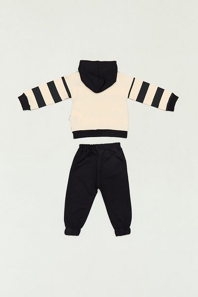 Fulla Moda 100% Cotton Striped Hooded Kangaroo Pocket Set of 2 Boys