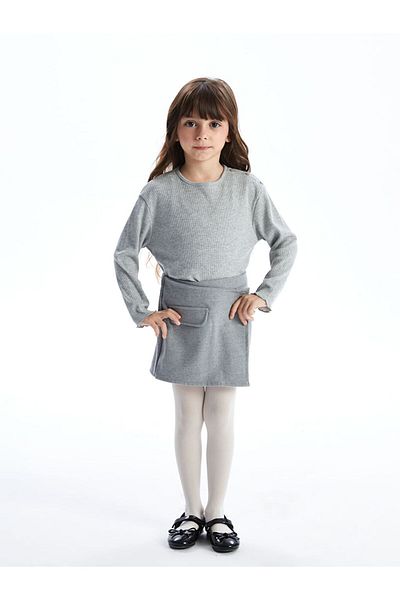 LC Waikiki Lcw Girls' Shorts with Elastic Waist, Skirt and Pantyhose, 2-Piece