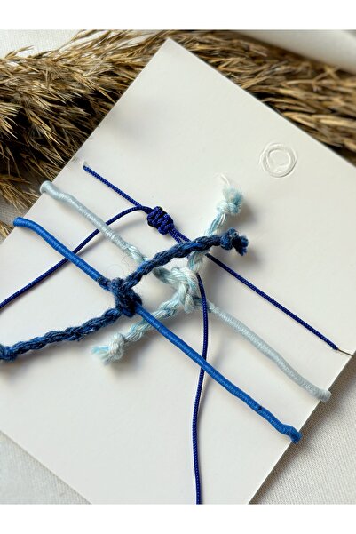 Atölye Merdiven 3lü Bileklik Seti Beyaz Damla Mavi Tonları Bileklik Seti