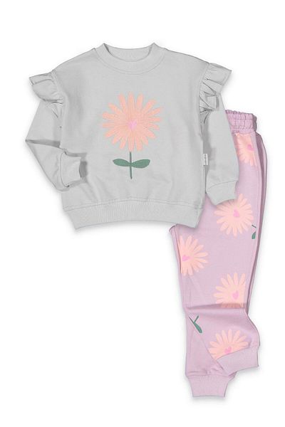 baby flamindo Baby Flamindo Flower Embroidered 2 Threads Baby Girl Set