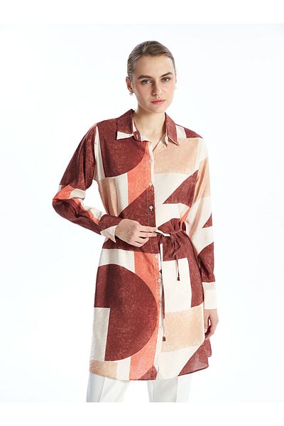 LC Waikiki Lcwaikiki Classic Orange Print Women's Shirt Tunic