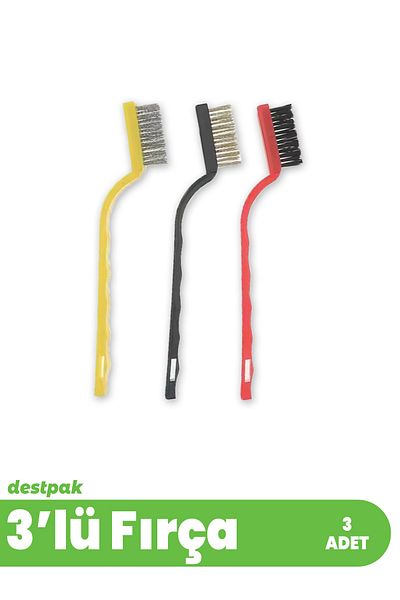 Destpak 3 Pcs Brush Set - Rust Removal Oil Cleaning - Metal Cleaning Brush - Cooker, Oven, Barbecue Brush