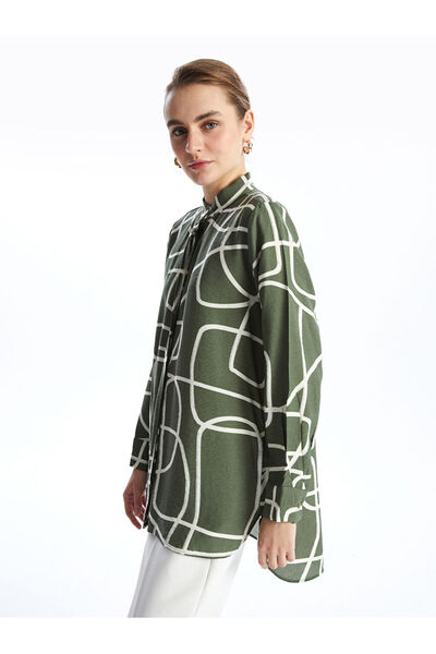 LC Waikiki Green Judge Collar Patterned Women's Shirt Tunic