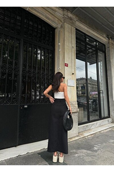 LB Laluna Butik Fusta midi cu buzunar cargo cu cravată în talie pentru femei