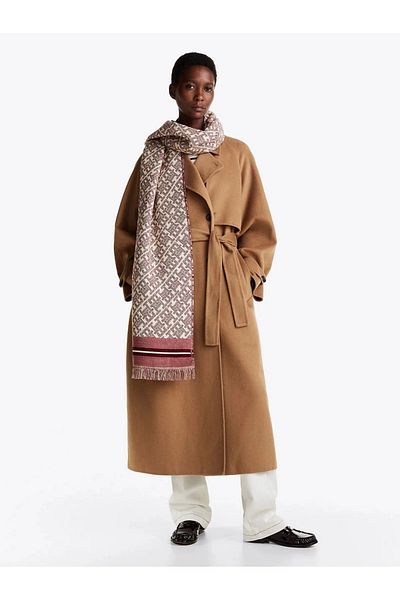 Tommy Hilfiger Monoplay Jacquard Red Scarf
