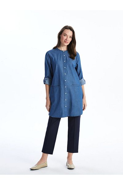 LC Waikiki Lcw Grace Blue Crew Neck Women's Jean Tunic
