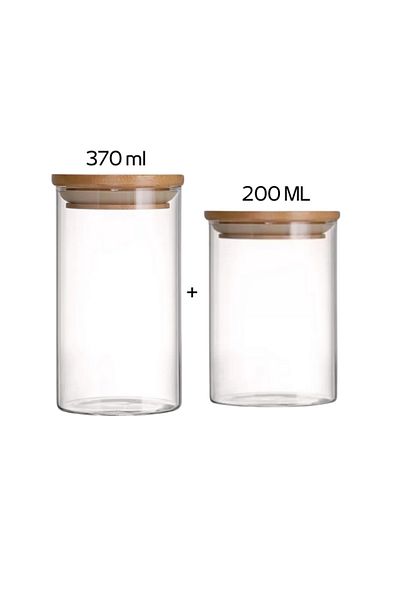 PERLAEVKAHVE 8 Pieces of Spice Rack with Bamboo Lids (4X370 Ml+4X200 ml)