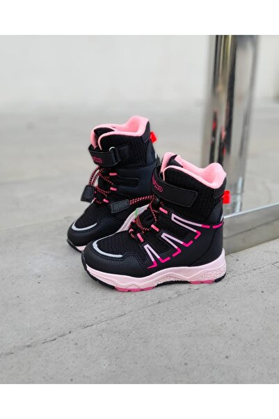 pepino Kız Çocuk pembe siyah kışlık bot kar botu, yağmur botu kaydırmaz tabanlı