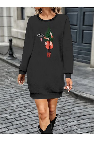 Kokosh moda Γυναικείο μακρυμάνικο φόρεμα με λαιμόκοψη κοντό βισκόζη με δύο κλωστές