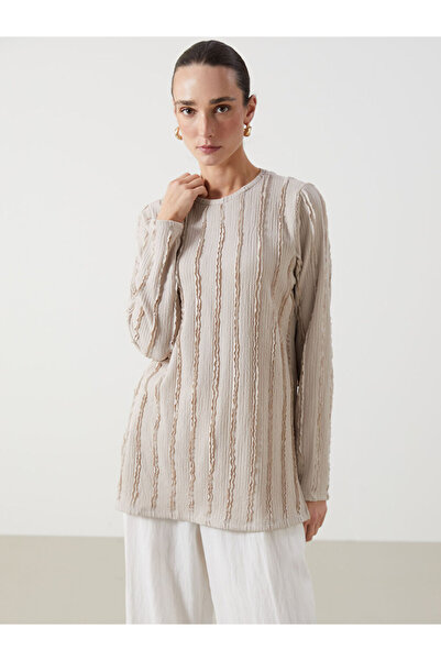 LC Waikiki Gray Crew Neck Textured Women's Tunic