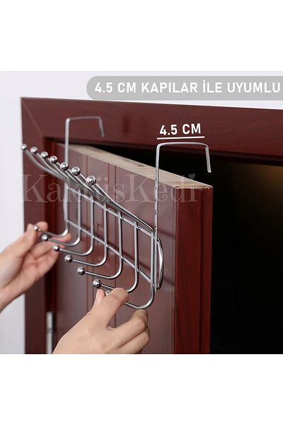 KaktüsKedi Хромирана закачалка за задна врата с 12 куки