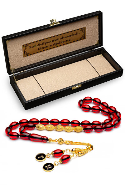 OTTOTESBİH Erkek Kişiye Özel Isimli Kehribar Tespih Deri İsimli Kutu İsimli Tespih