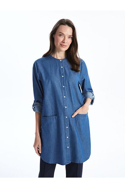 LC Waikiki Lcw Grace Blue Crew Neck Women's Jean Tunic