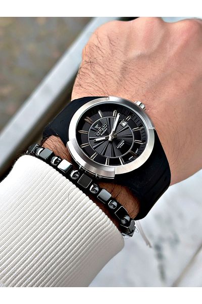 Reward Black Color Steel Case Automatic Mechanism Men's Wrist Watch + Bracelet with Gift