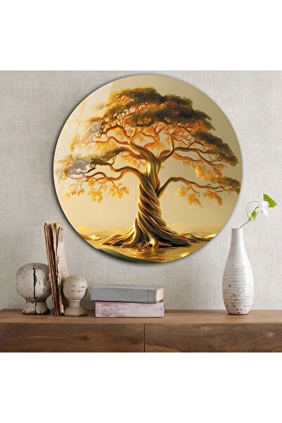 bestdecor Šareno drvo života, okrugla staklena slika | Poklon, dekorativno, k...