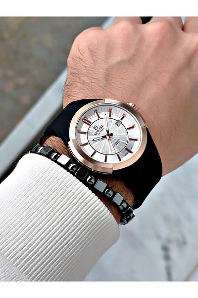 Reward Black Color Steel Case Automatic Mechanism Men's Wrist Watch + Bracelet with Gift