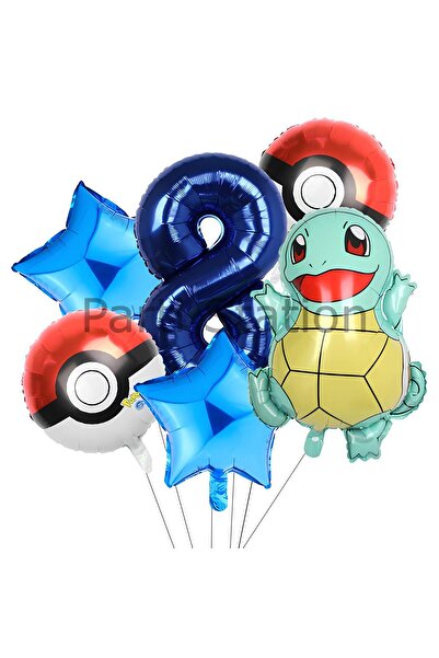 Parti Station مجموعة بالونات البوكيمون السنجاب لعمر 8 سنوات - بالونات عيد الم...