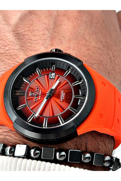 Reward Black Color Steel Case Automatic Mechanism Men's Wrist Watch + Bracelet with Gift