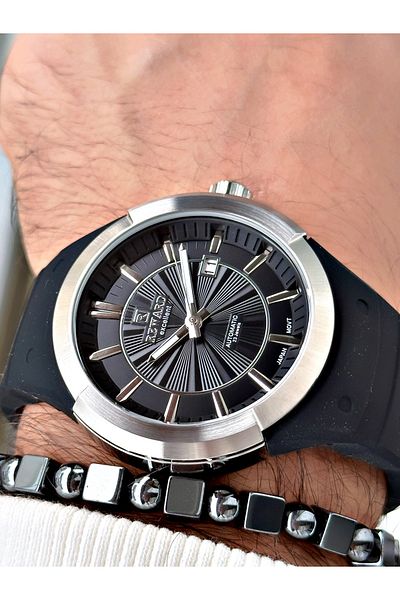 Reward Black Color Steel Case Automatic Mechanism Men's Wrist Watch + Bracelet with Gift