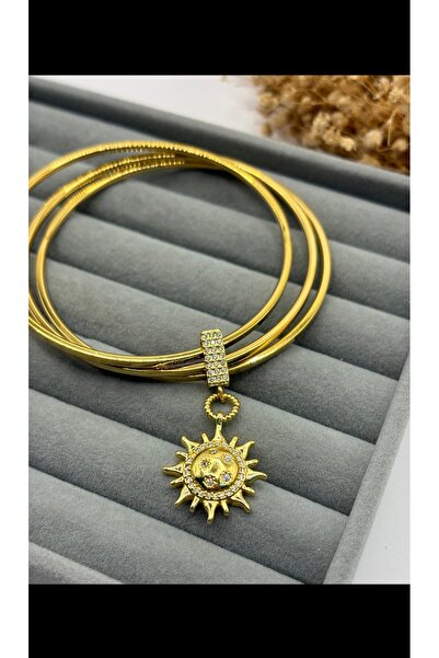 EMKSHOP 3 Adet Çelik Ajda Bilezik İle Charm