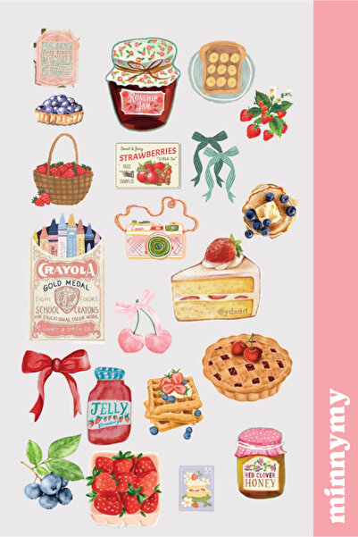 Minnymy Pink Vintage Retro Sticker, Çıkartma, Ajanda, Günlük, Planlayıcı, Bul...