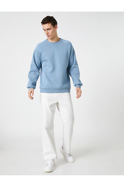 Koton Hanorac cu mâneci raglan cu gât crew - cu detaliu de cusut și panglică