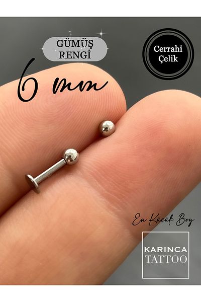 Karınca Piercing 6 mm Surgical Steel Labret Helix Conch Flat Ear Tragus Piercing