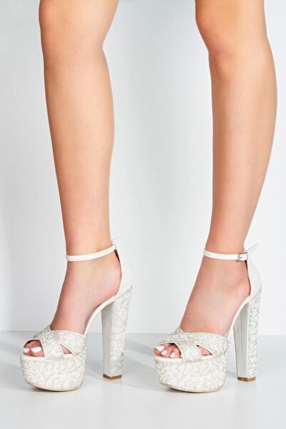 MFT AYAKKABI Жіночі вечірні туфлі на високій платформі з відкритою задньою ча...