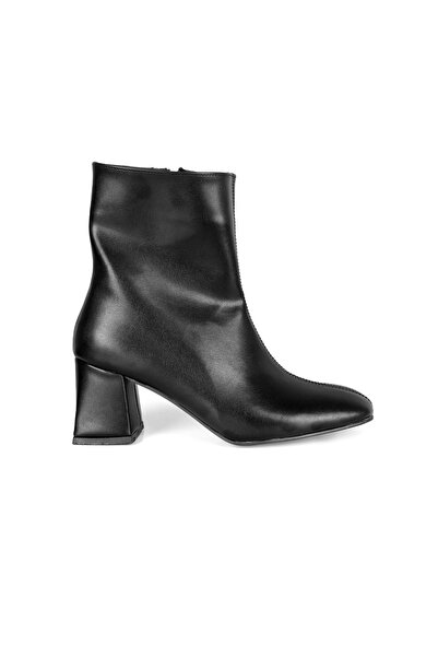 Akka Shoes Kadın Kısa Küt Burun Fermuar Detaylı Bot