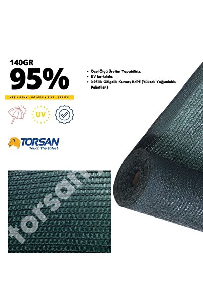 TORSAN File Gölgelik – 95lik Gölgelik Çadır – Yeşil Çit Filesi - Düz - 1 Metre X 1 Metre
