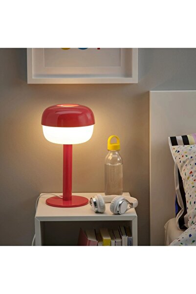 IKEA Ayaklı Masa Lambası Yükseklik 36 Cm Ikea Gece Lambası Kırmızı Renk Dekoratif Lamba