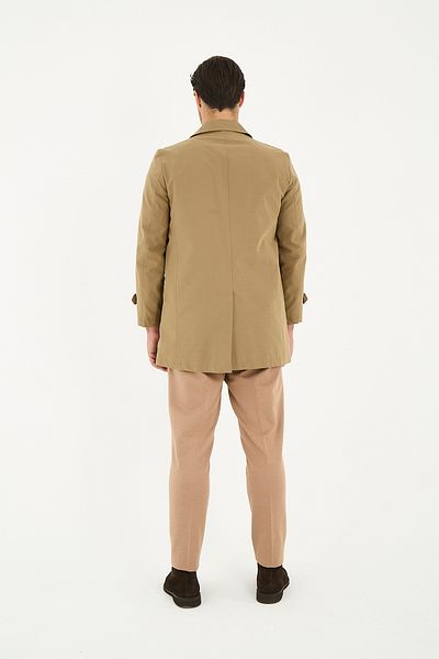 Frappoli Ανδρική καμπαρντίνα με διπλό γιακά Standard Fit βαμβακερή καμπαρντίνα