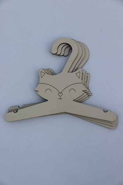 Assa Wood Wooden Children's Hanger 7 Pieces Hanger - Big Fox Baby Closet Hanger (Cream Color)