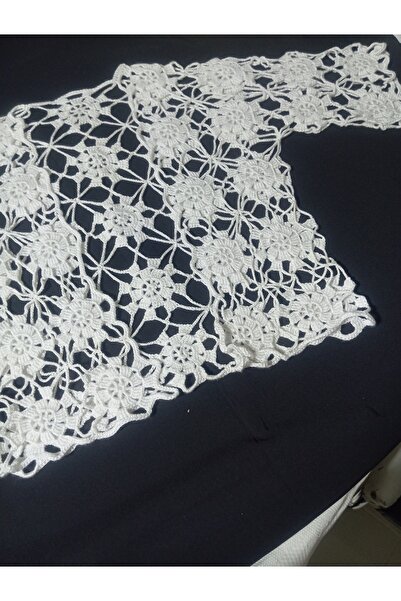 NUMİSTORE El örgüsü tığ işi beyaz renk bolero